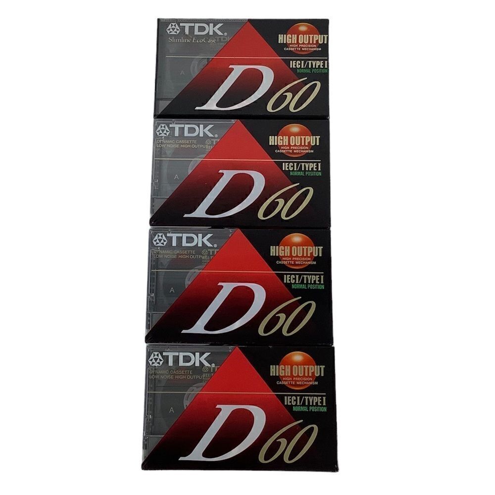 New! Sealed TDK D60 IECI Type I Normal Position 60 MIN Cassette Tape Set of 4